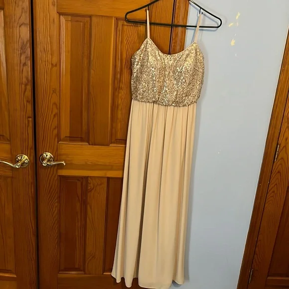 David's Bridal | Dresses | Davids Bridal Sequined Gold Bridesmaid Dress |  Poshmark